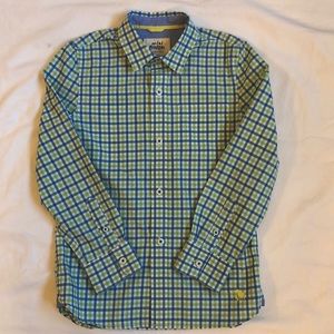 Mini Boden Blue and Green Plaid Button Down